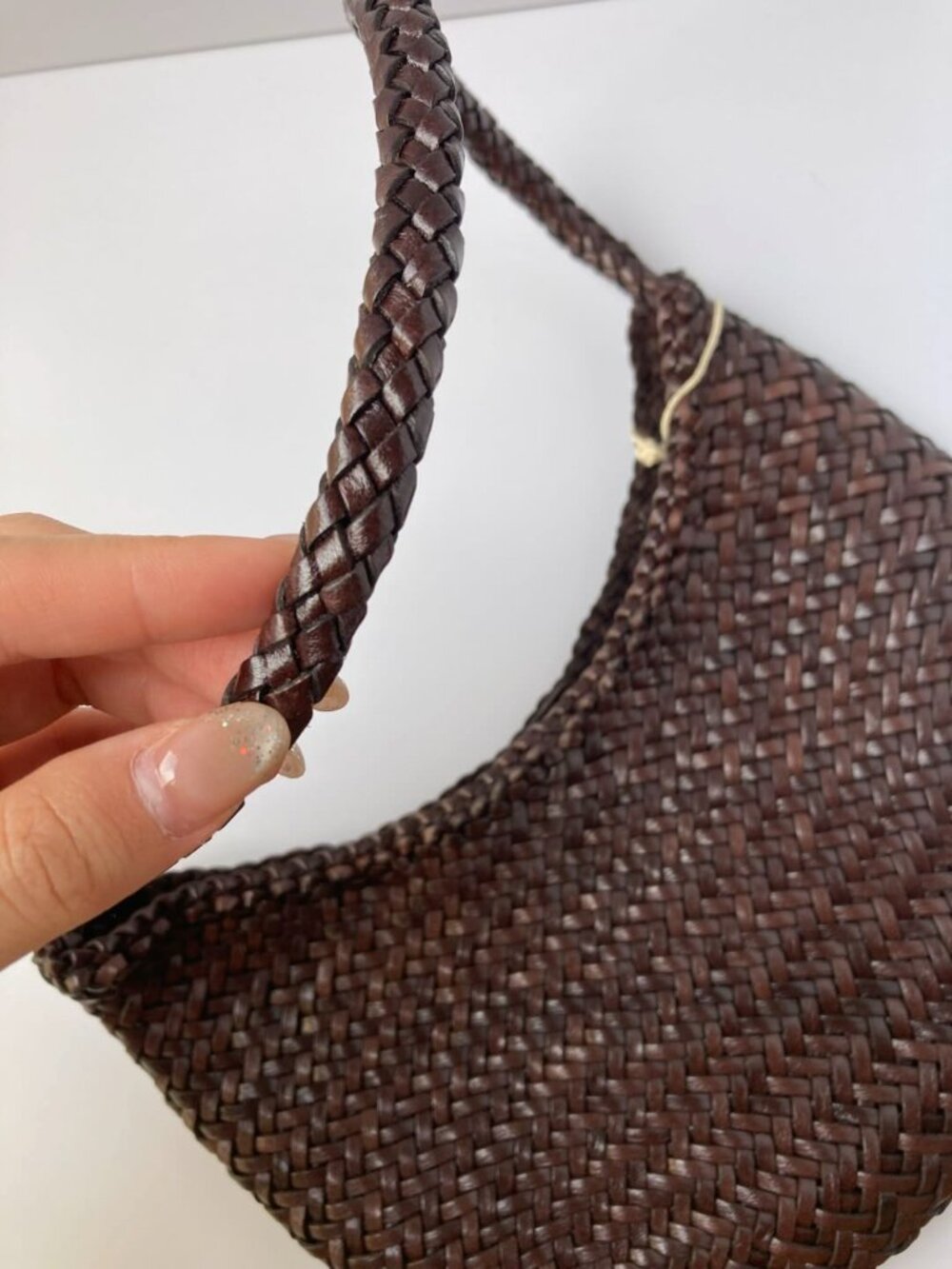 Dragon Diffusion Dark Brown Handwoven Leather Crescent Underarm Bag - Picture 7 of 9